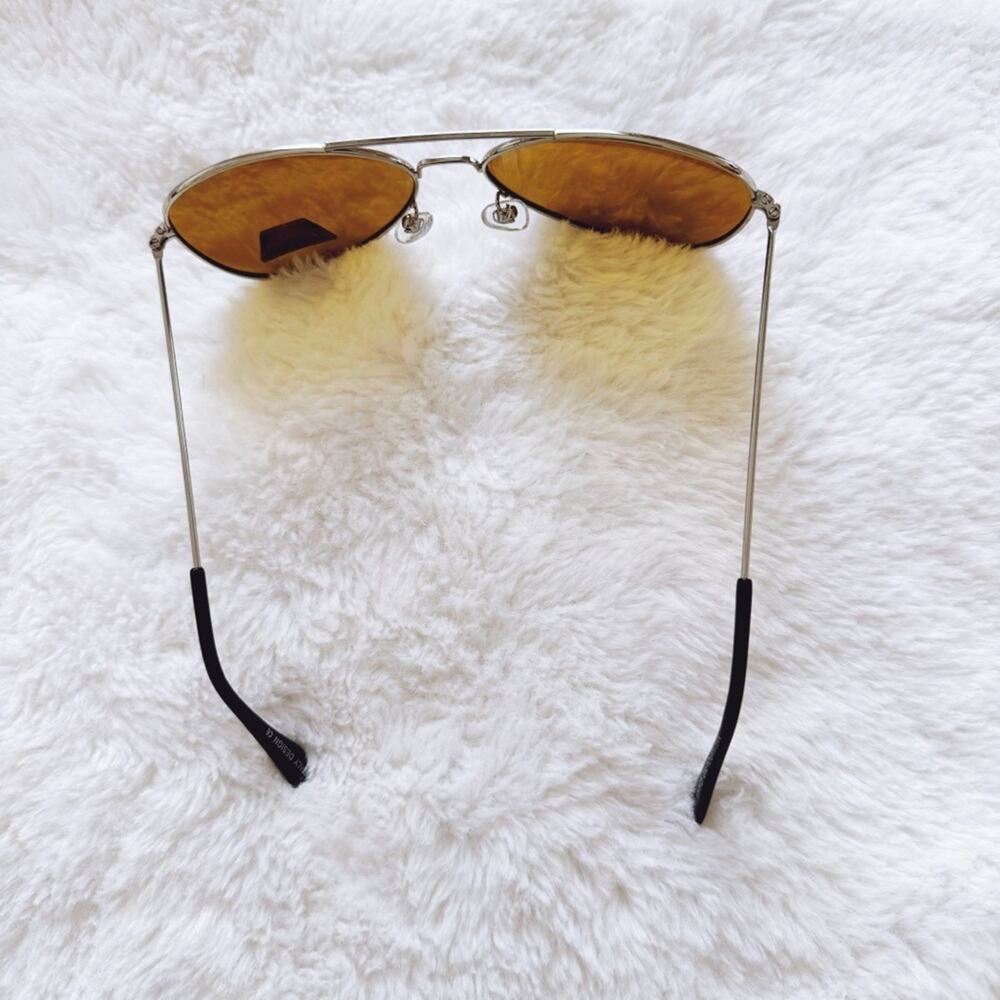 Elsie Gold with Silver Rims Polarized Aviator Sunglasses - Picture 6 of 11
